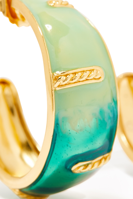 Idra Enamel Hoop Earrings, 24K Gold-Plated Brass